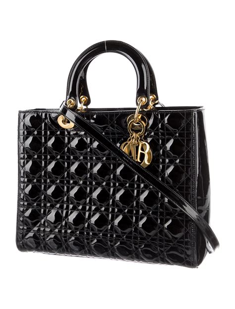 lady dior patent black|lady dior cannage handbags.